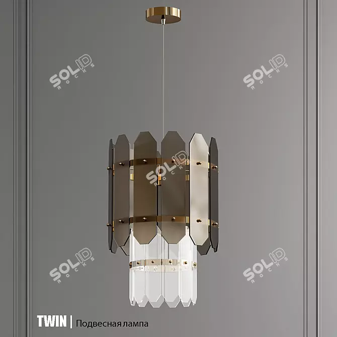 Modern Twin Glass Pendant Lamp 3D model image 1