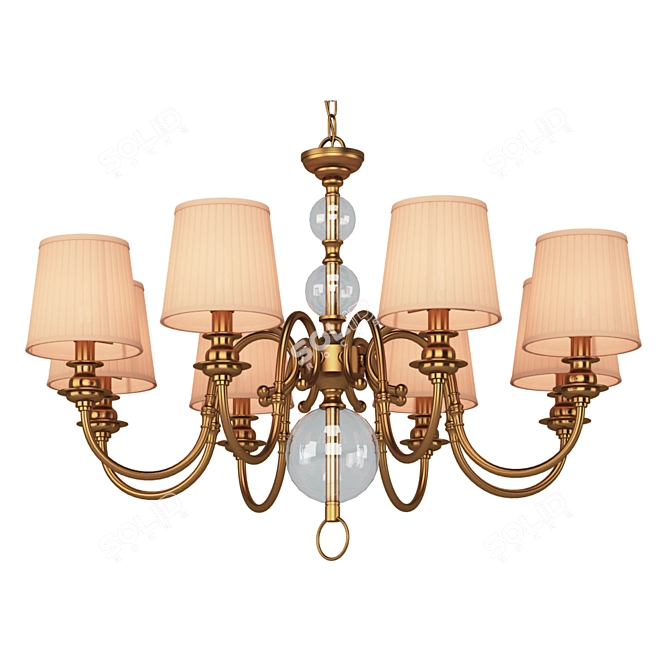 Elegant Black Brass Chandelier 3D model image 1