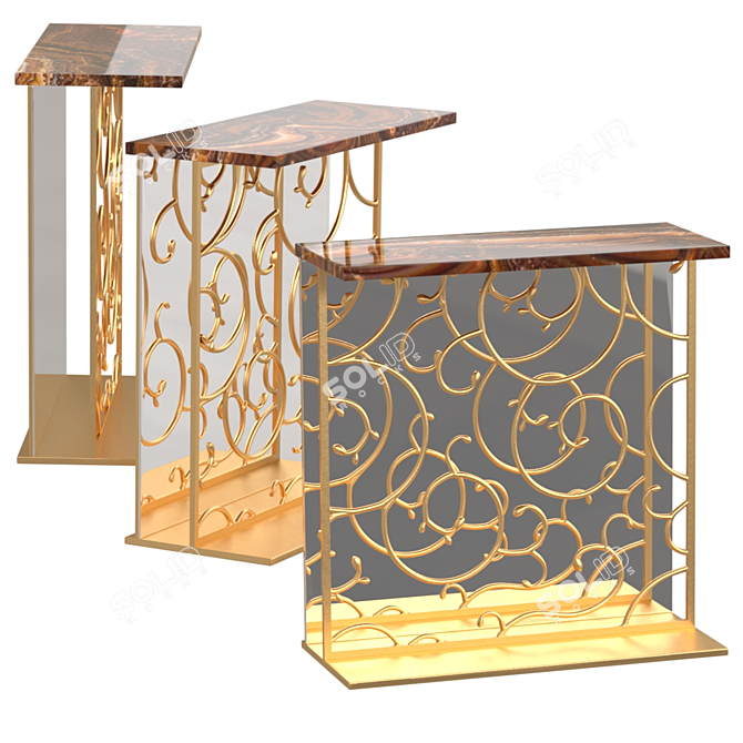 Folding Patterned Console Table 3D model image 6