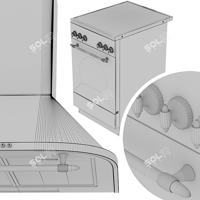 Zanussi Cooker Hood: Elegant Ivory & Bronze 3D model image 3