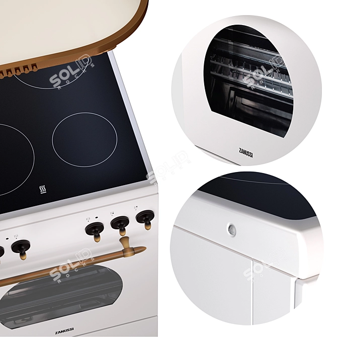 Zanussi Cooker Hood: Elegant Ivory & Bronze 3D model image 10