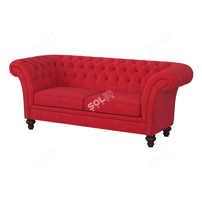 Contemporary Red Velvet Sofa 3D model image 1