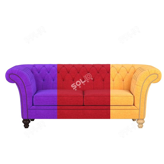 Contemporary Red Velvet Sofa 3D model image 2