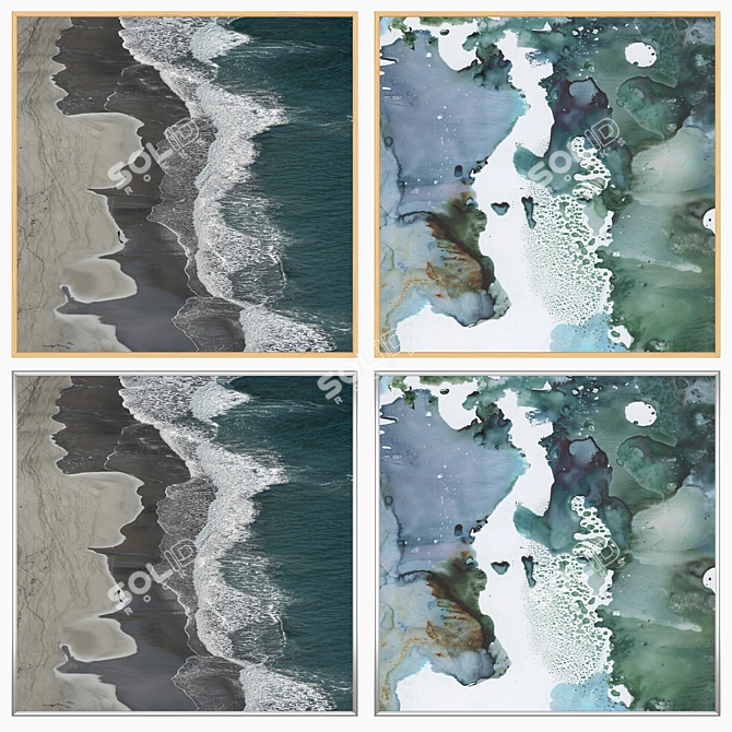 Wall Art Set 1075: 2 Paintings, 4 Frame Options 3D model image 3