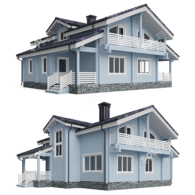 Rustic Timber Cottage 015 3D model image 1