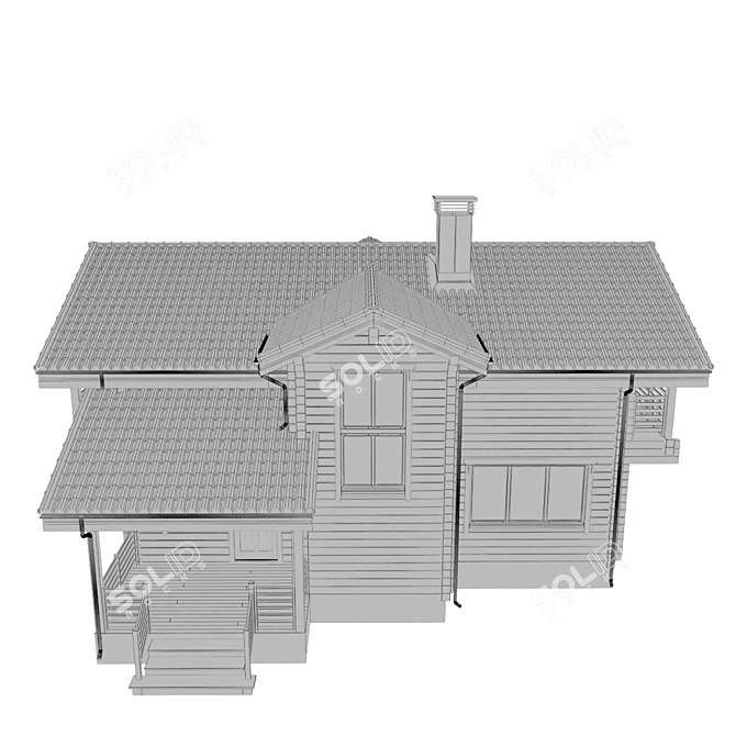 Rustic Timber Cottage 015 3D model image 5