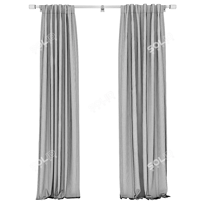 Regal Blue Cotton Velvet Curtain 3D model image 3