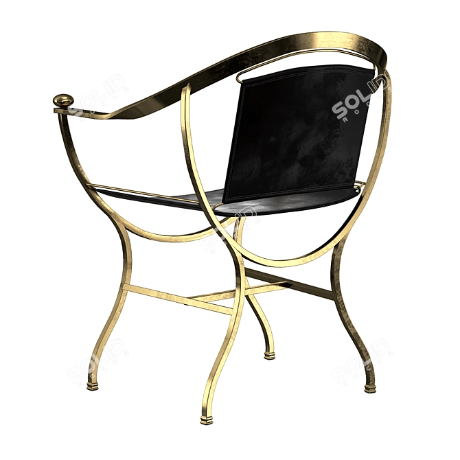 Pompeii Vintage Armchair: Antique-inspired Leather & Bronze Design 3D model image 3