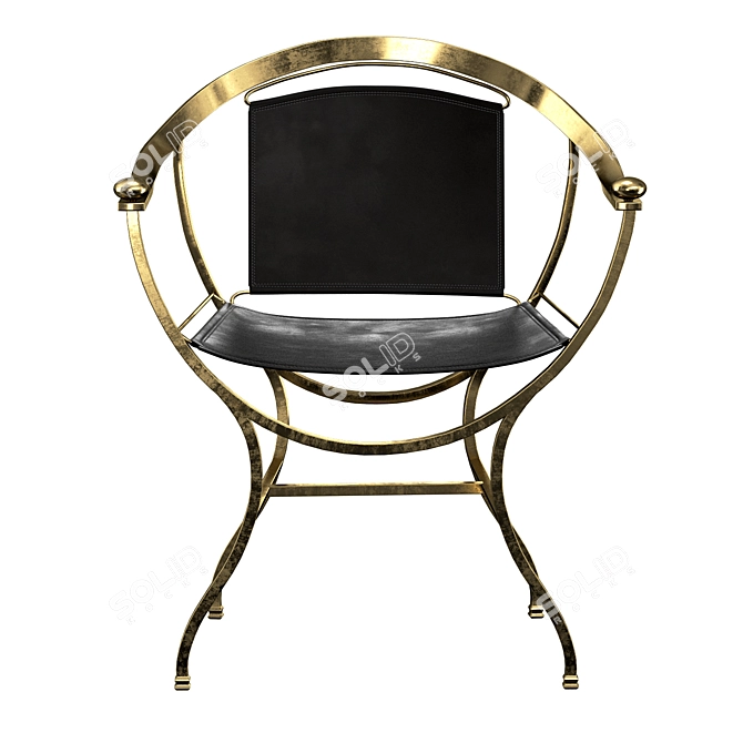 Pompeii Vintage Armchair: Antique-inspired Leather & Bronze Design 3D model image 4