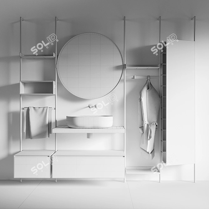 Modern Metal Bathroom Furniture 3D model image 5