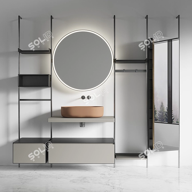 Modern Metal Bathroom Furniture 3D model image 6