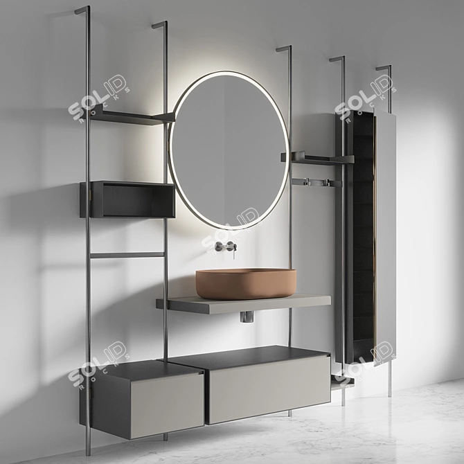 Modern Metal Bathroom Furniture 3D model image 7