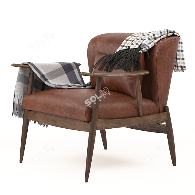 Saddle Leather Wood Chair 3D model image 1