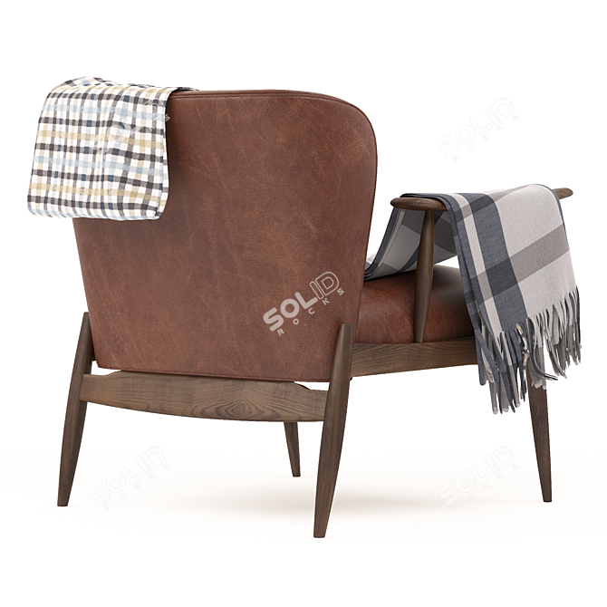 Saddle Leather Wood Chair 3D model image 3