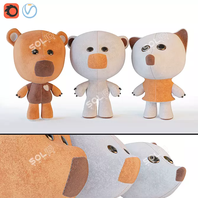 Mi-Mi Bears Plush Toys 3D model image 1
