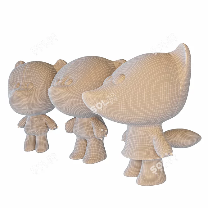 Mi-Mi Bears Plush Toys 3D model image 5