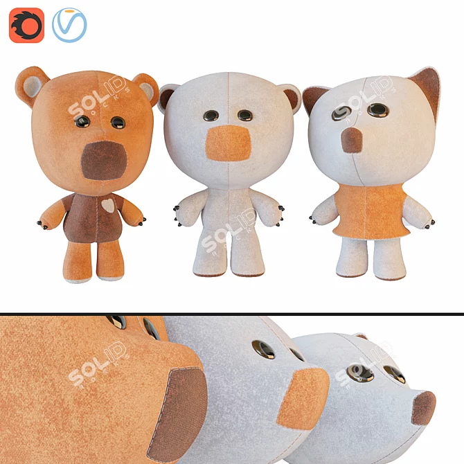 Mi-Mi Bears Plush Toys 3D model image 6