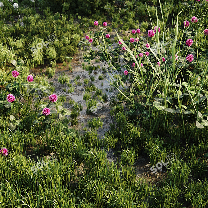 Meadow Bliss: Lush Grassland 3D model image 2