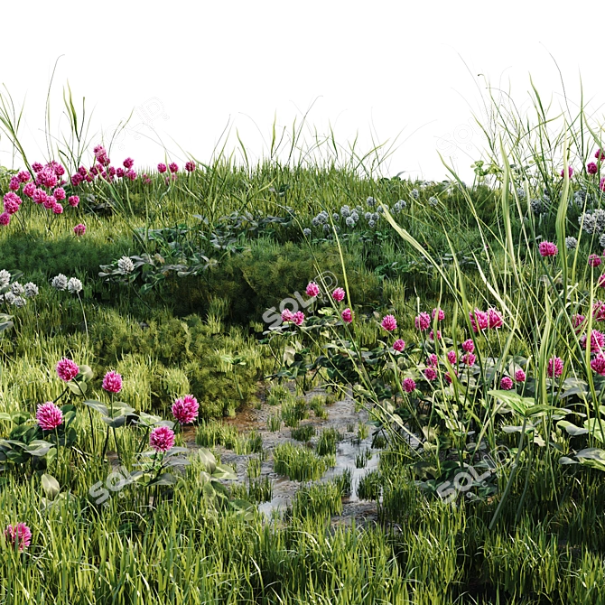 Meadow Bliss: Lush Grassland 3D model image 3