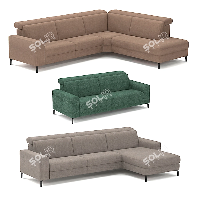 Elegant Belgian Sofa: Colorado 3D model image 1