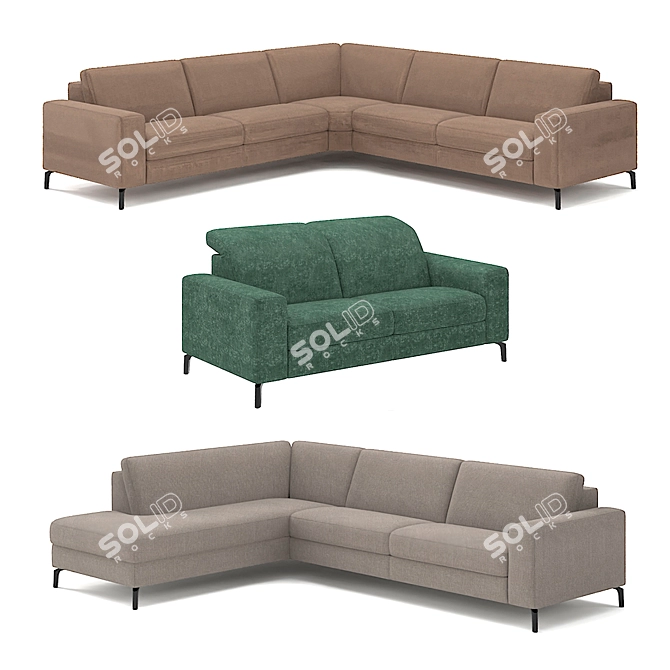 Belgian Luxury: Cristallo Sofa 3D model image 1