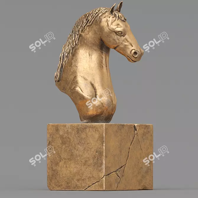 Elegant Horse Head Sculpture 3D model image 1