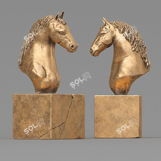 Elegant Horse Head Sculpture 3D model image 2