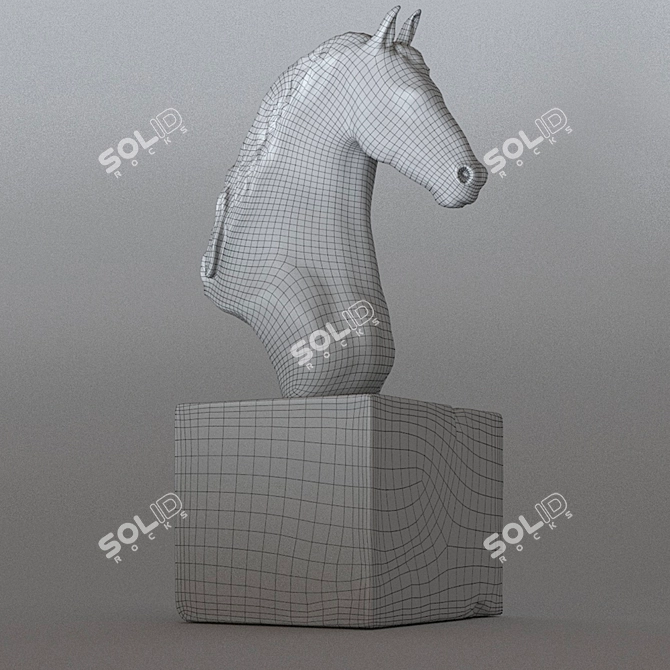 Elegant Horse Head Sculpture 3D model image 3