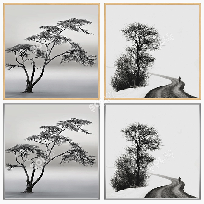 Artful Ensemble: Dual Paintings & Versatile Frames 3D model image 3