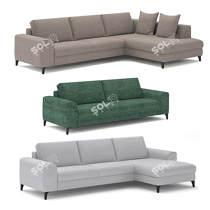 Belgian Donato: Customizable Comfort Sofa 3D model image 1