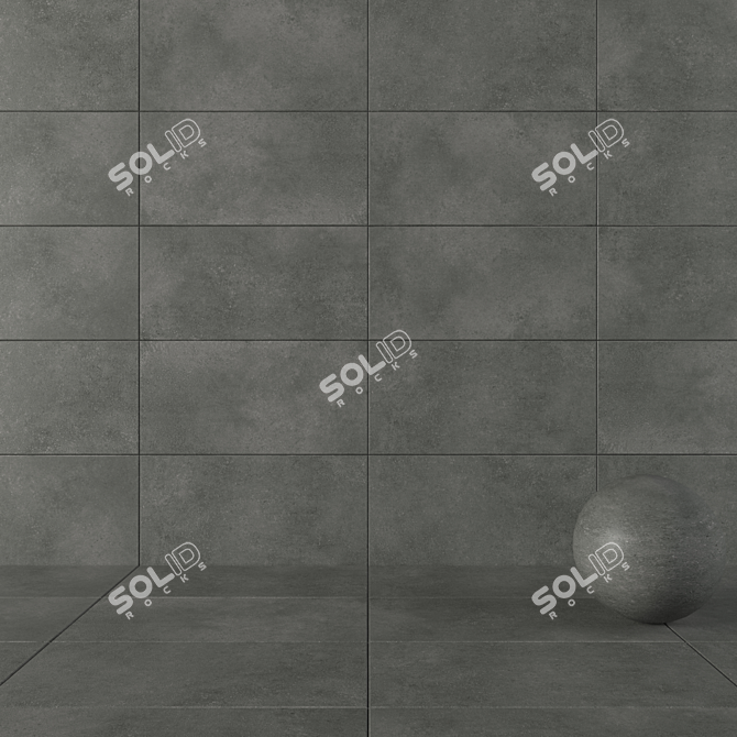 Concrete Wall Tiles Anthracite: Modern Multi-Texture Design 3D model image 1