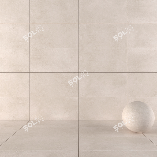 Luxurious Lupus Beige Concrete Tiles 3D model image 1