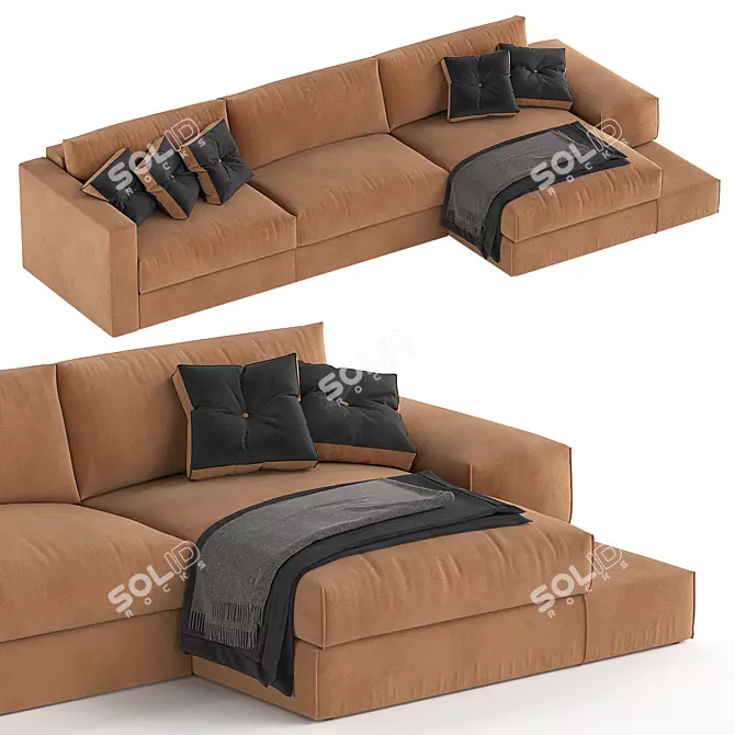 Cozy Comfort: Gentle Big Sofa 3D model image 1