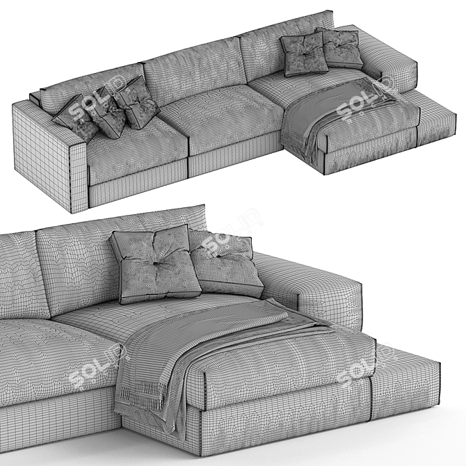 Cozy Comfort: Gentle Big Sofa 3D model image 2