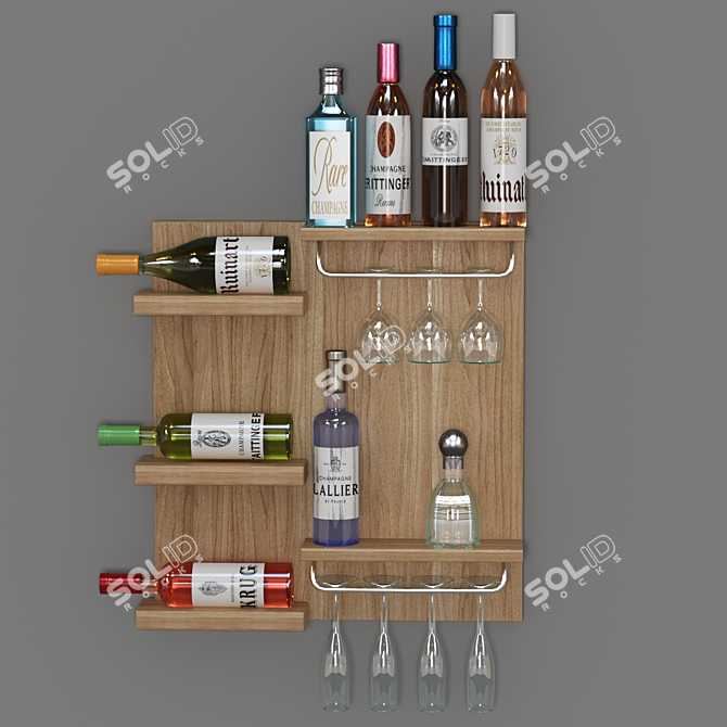 Polygonal Wine Bottle 03 3D model image 1