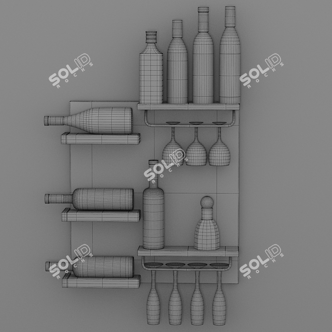 Polygonal Wine Bottle 03 3D model image 3