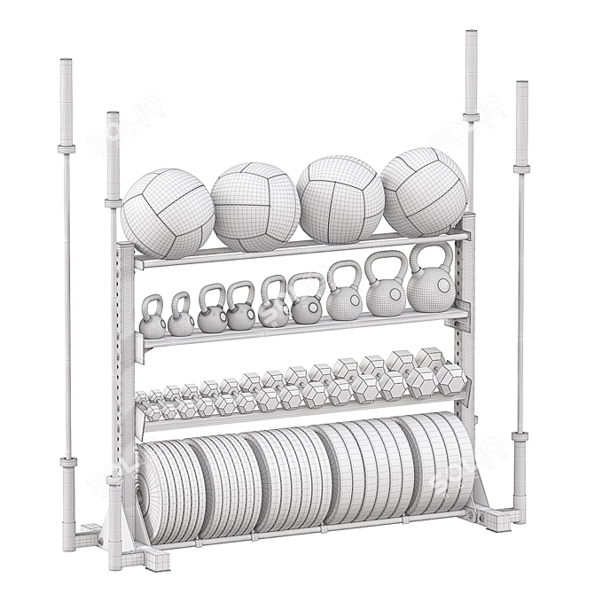 Sports Gear Organizer Rack 3D model image 4