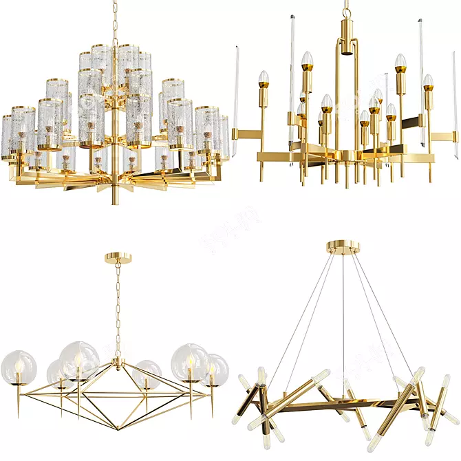 Luxury Chandelier Trio: Liaison, Bari Light, Le Pentagone 3D model image 1