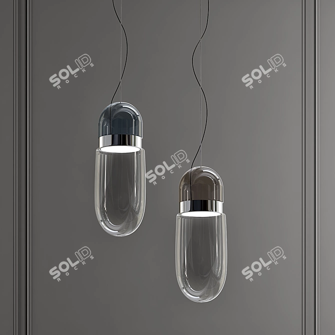 Sleek Glass Pendant Lamp 3D model image 1
