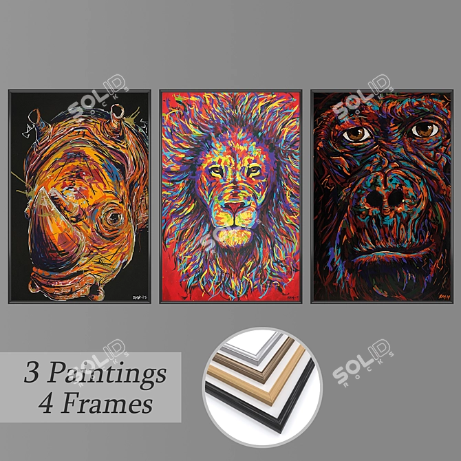 Versatile Set of Framed Wall Paintings 3D model image 1