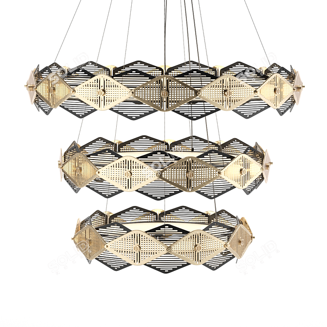 Elegant Rote Triple Chandelier 3D model image 4