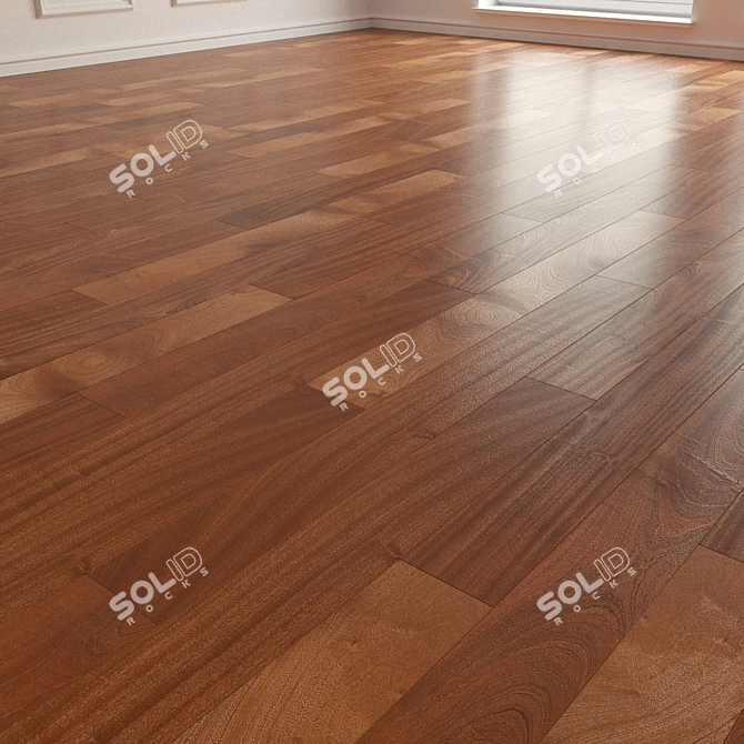 12mm Mahogany Parquet Laminate 3D model image 2