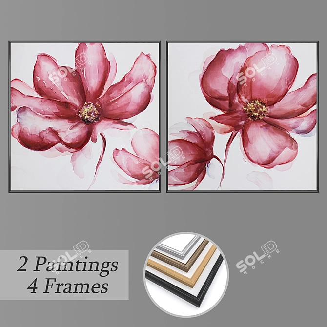 Artistic Wall Decor Set with Multiple Frame Options 3D model image 1