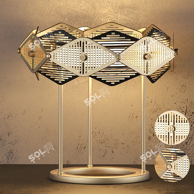 Elegant Brass Rote Table Lamp 3D model image 1