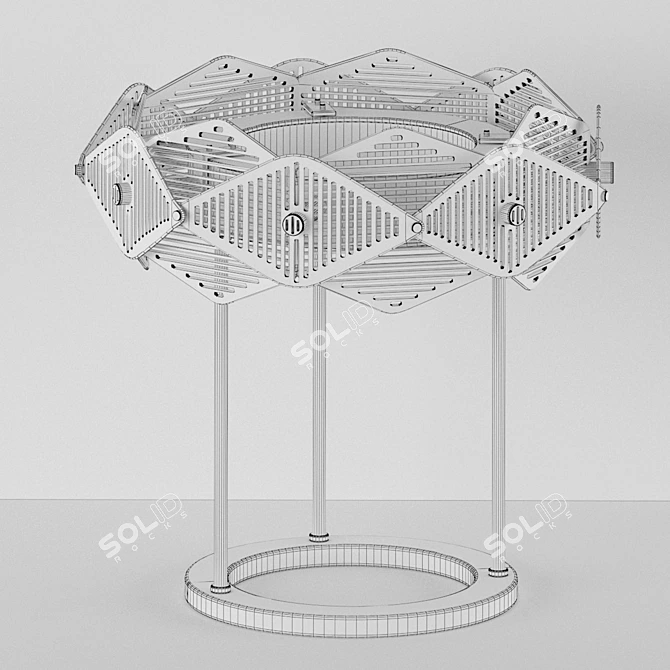 Elegant Brass Rote Table Lamp 3D model image 4