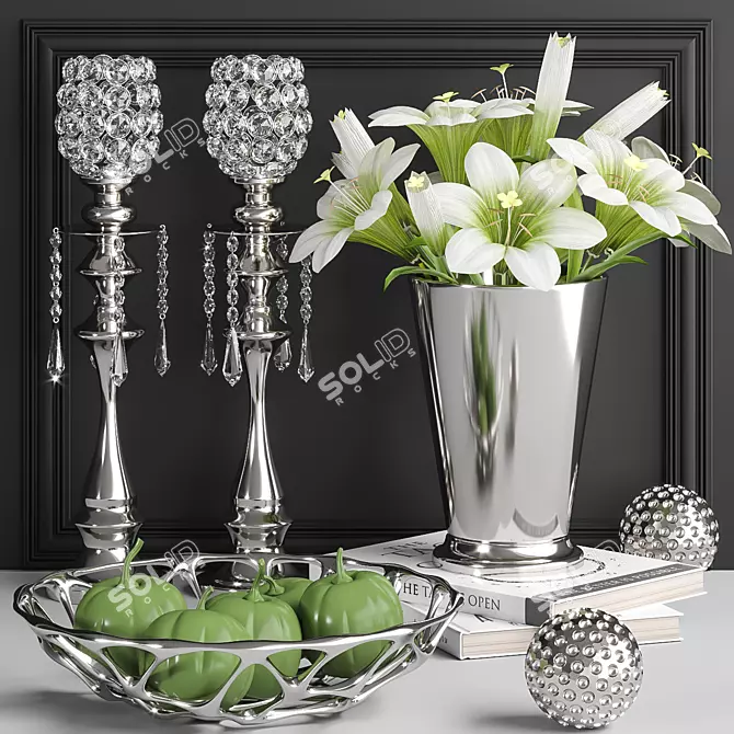 Elegant Chrome Decor Set 3D model image 1