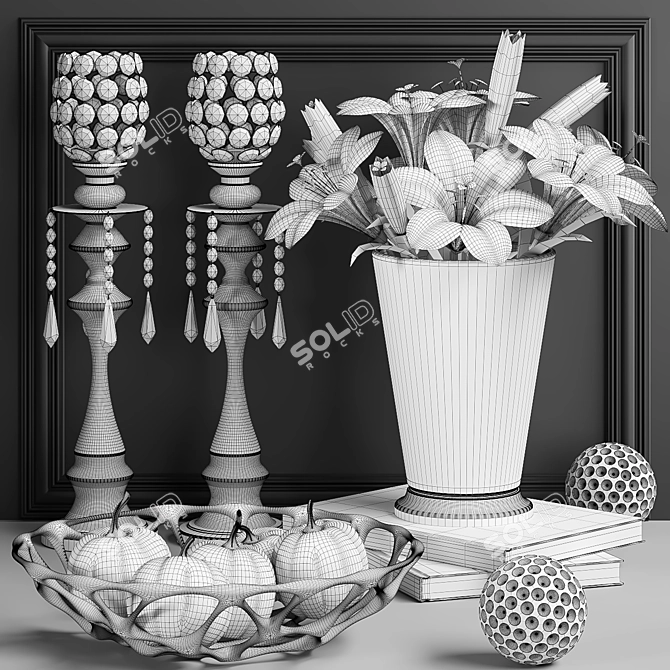 Elegant Chrome Decor Set 3D model image 2