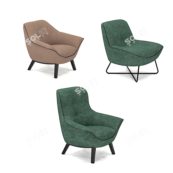 Belgian Modern Armchair with Elegant Design 3D model image 1