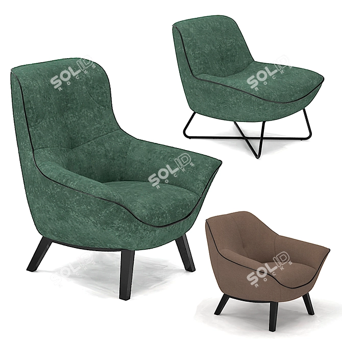 Belgian Modern Armchair with Elegant Design 3D model image 6