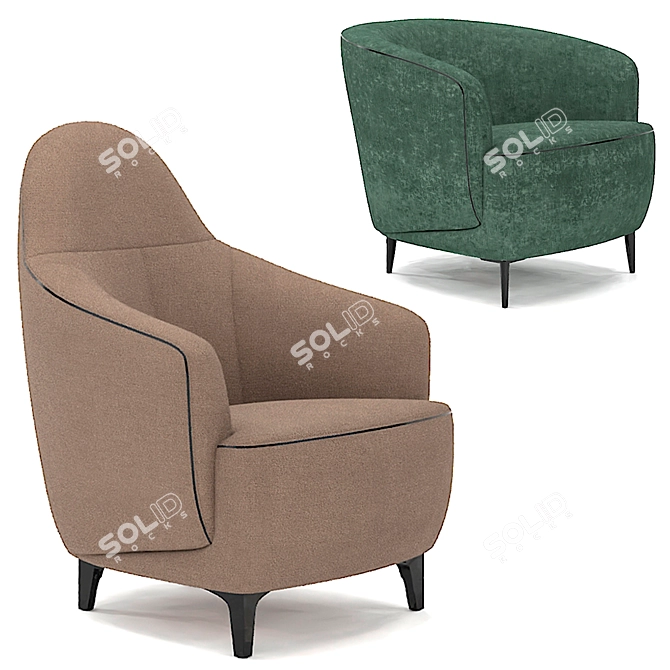 Tango Belgian Armchair: Elegant and Modern 3D model image 5